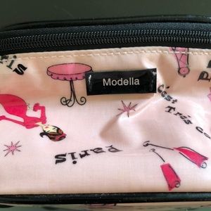 Paris themed small vintage cosmetic case w/zipper